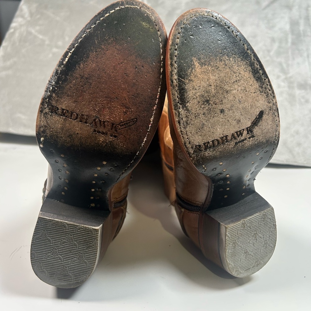 Red Hawk Austria vintage tan floral leather boots - Picture 12 of 13